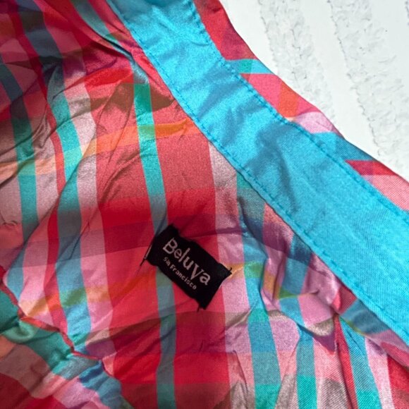 Beluva San Francisco Womens Button Up 3/4 Sleeve Plaid Pleated Shirt Medium - Picture 3 of 8